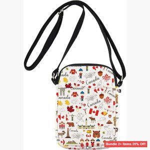 Canvas Crossbody Bag with Adjustable Strap, 3 Compartments, Waterproof Travel